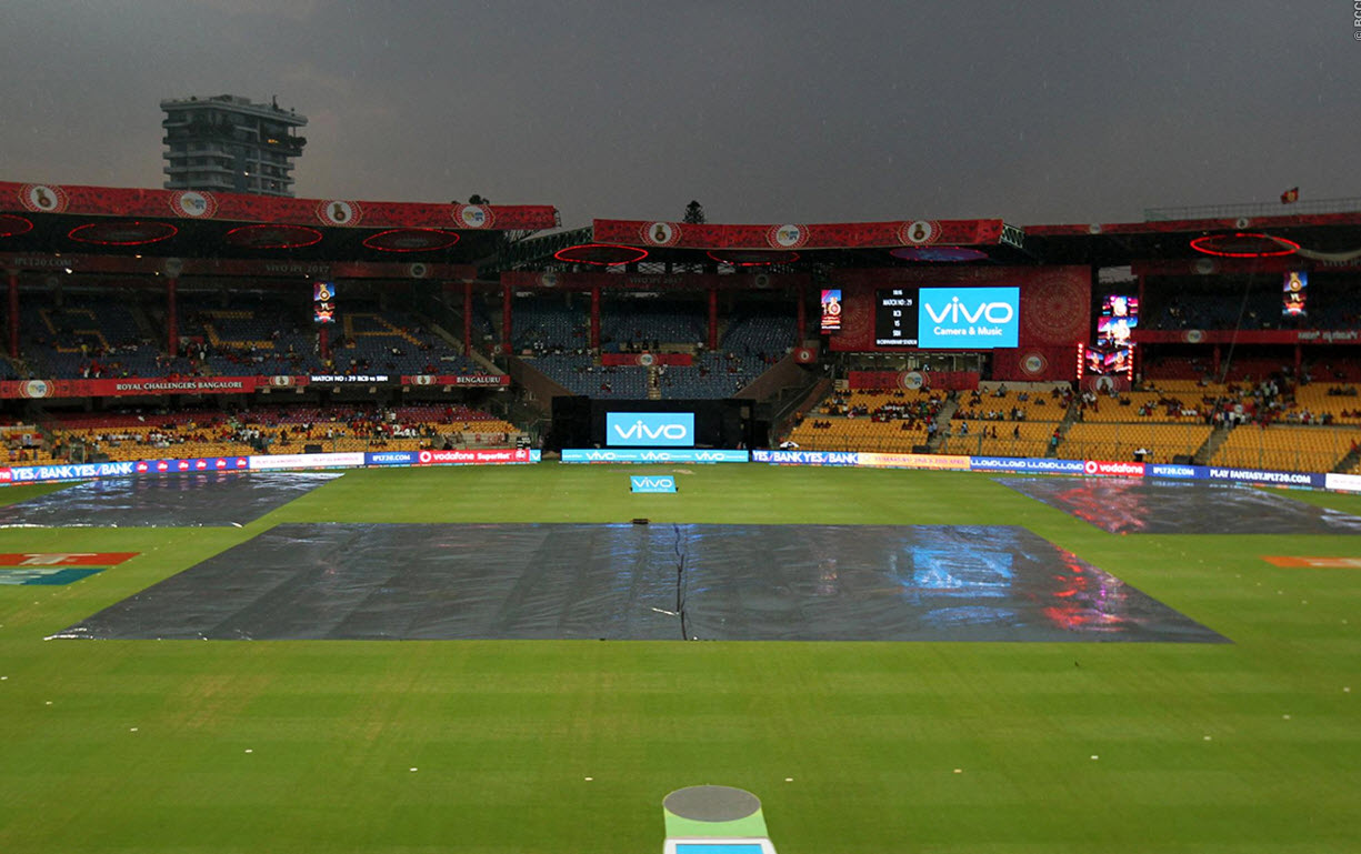 RCB and SRH shared one point each in a rain affected match