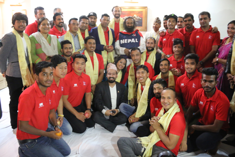 Nepal Cricket Team meets the Spiritual Leader