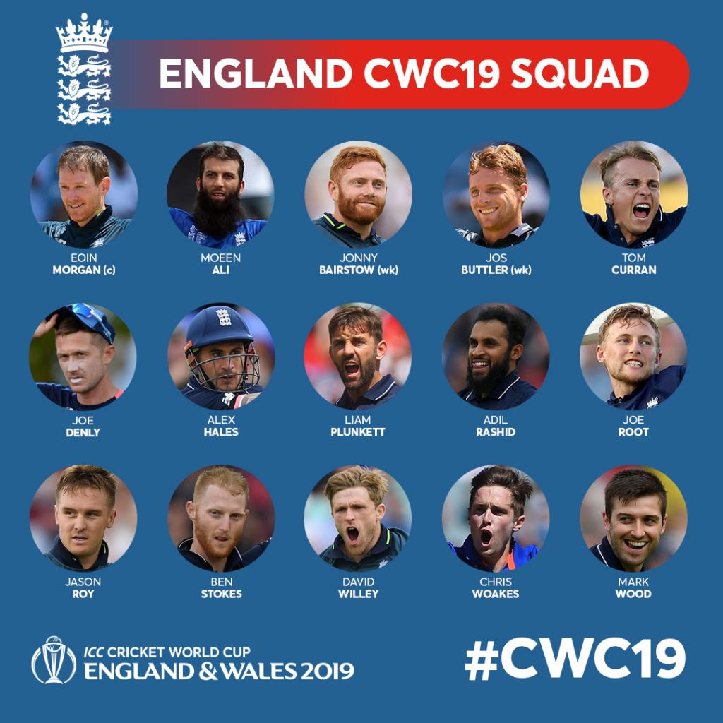 England Squad for Cricket World Cup 2019
